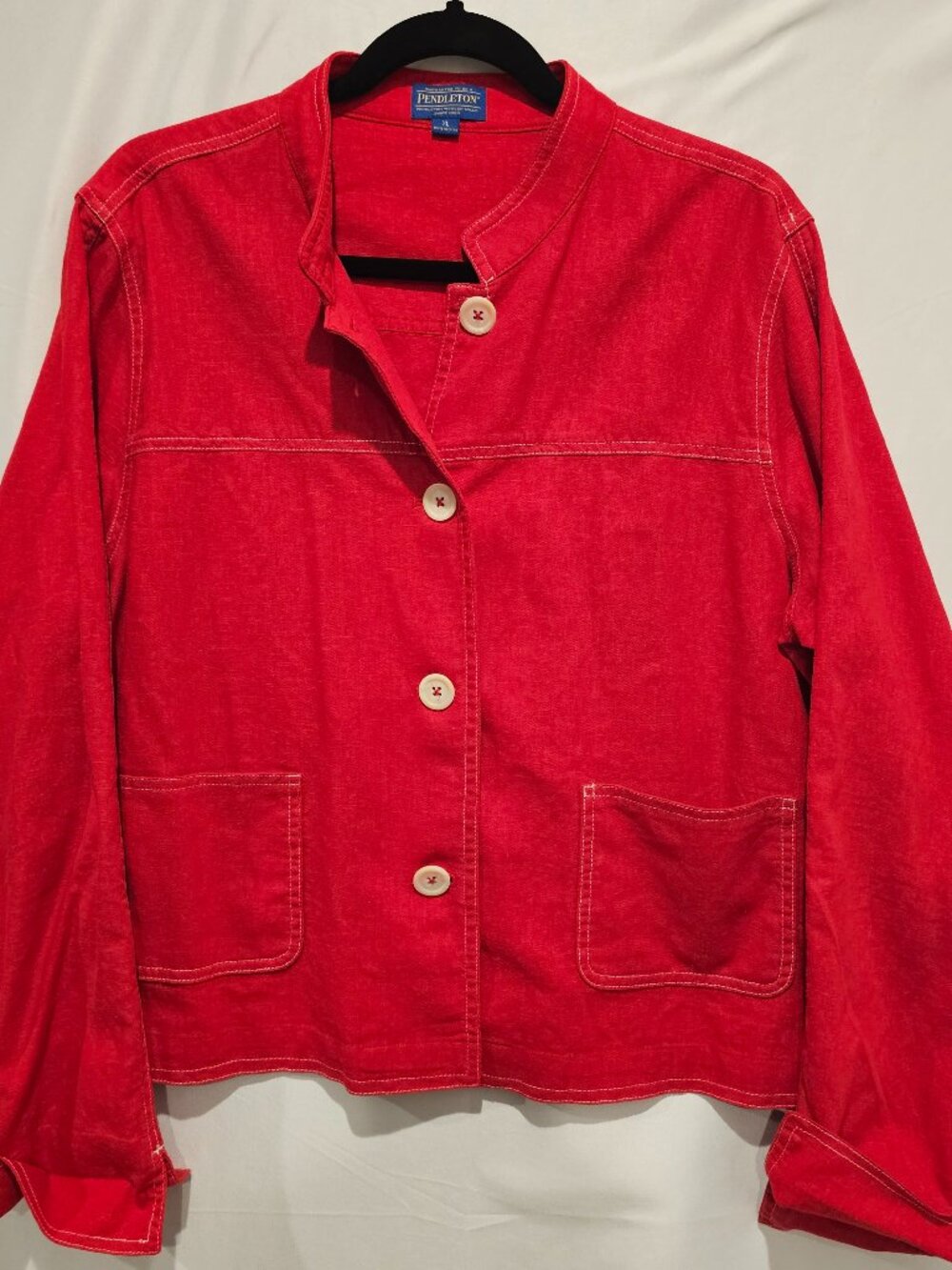 Vintage Pendelton Women's Red Lightweight Linen Blend Jacket Size XL